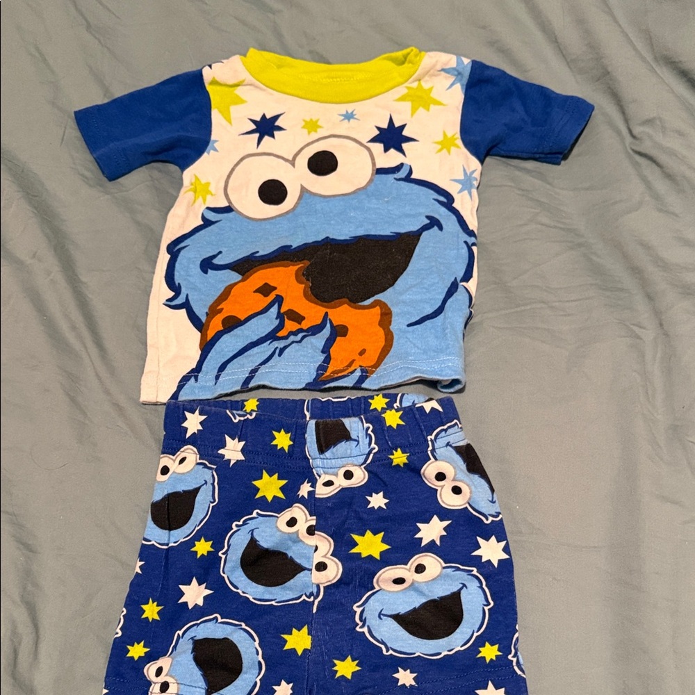 Cookie Monster Kids Pajamas - Blue and Yellow